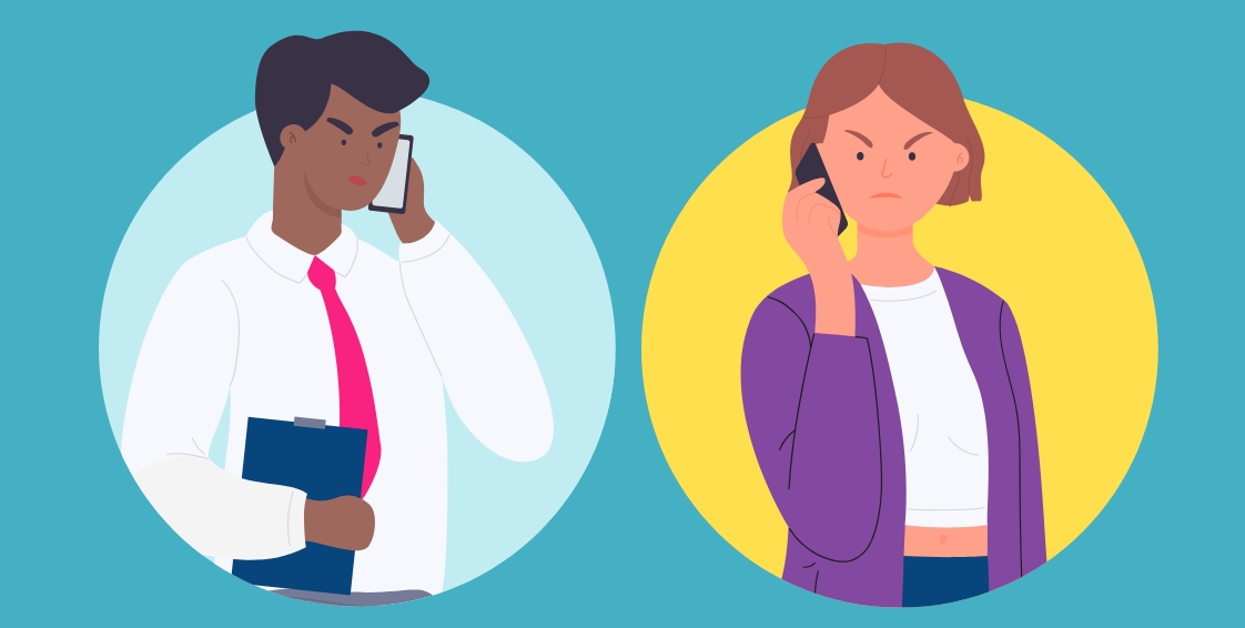 man and woman talking on the phone