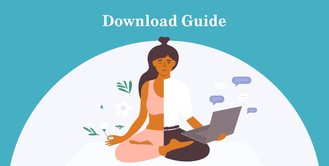image of a woman with a laptop and yoga gear
