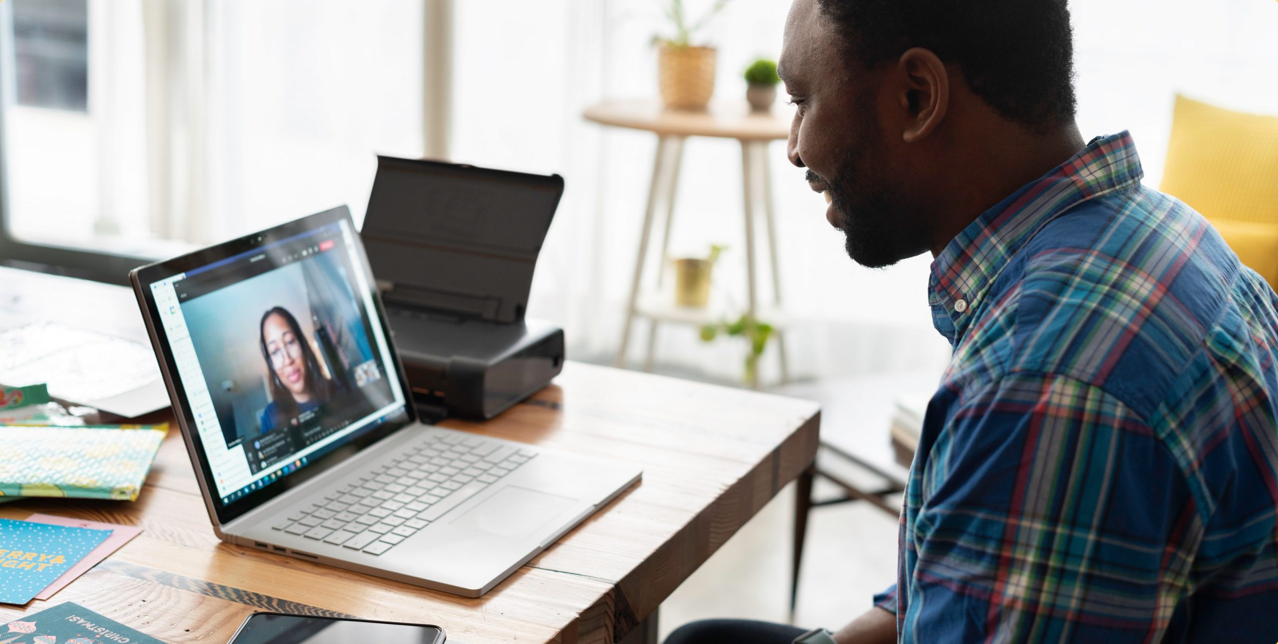 man doing an online interview