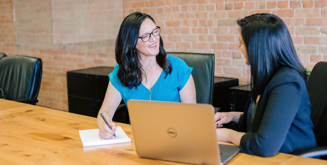 woman in a performance evaluation