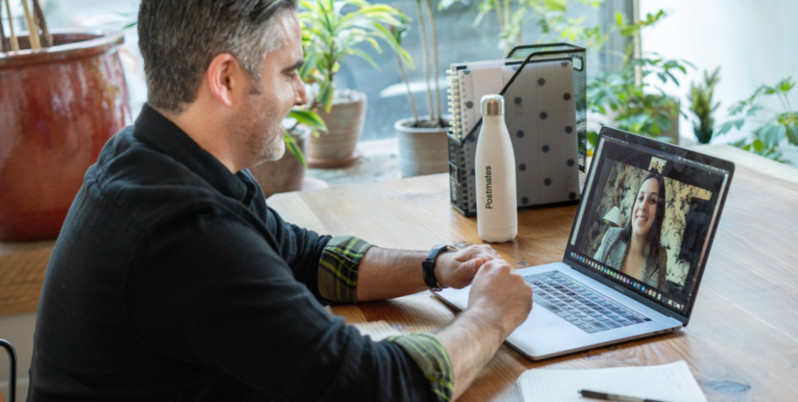 man in a zoom meeting